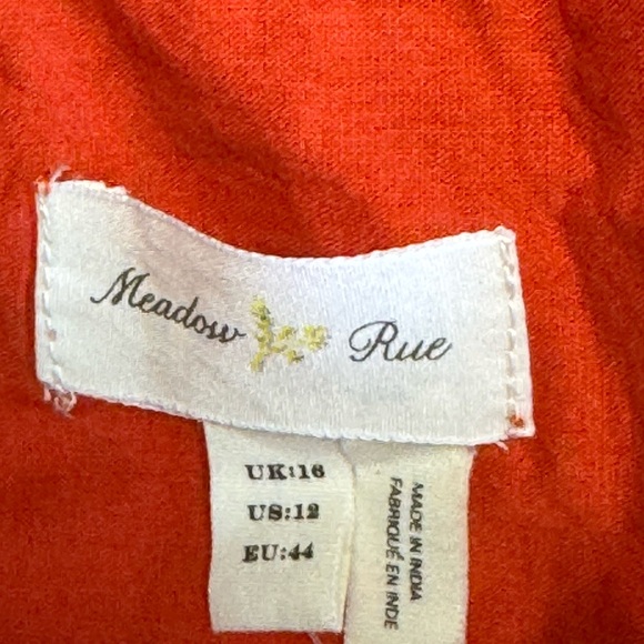 NWOT ANTHROPOLOGIE Meadow Rue Womens Fluted 3/4 Sleeve Pleated Cotton Button Top - Picture 7 of 8